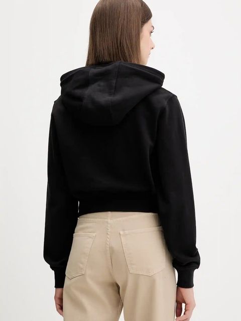 Tommy Jeans bluza bawełniana damska kolor czarny z kapturem z nadrukiem DW0DW22170 - zdjęcie produktu nr 2