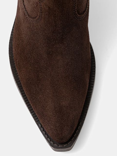 Answear.LAB botki zamszowe kolor brązowy na słupku