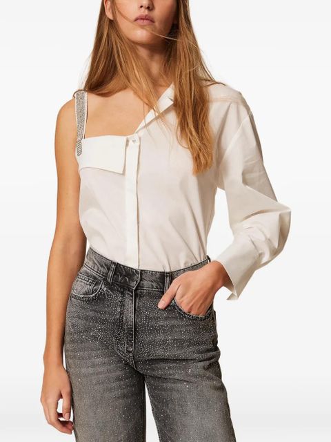 TWINSET one-shoulder embellished shirt - White - zdjęcie produktu nr 2