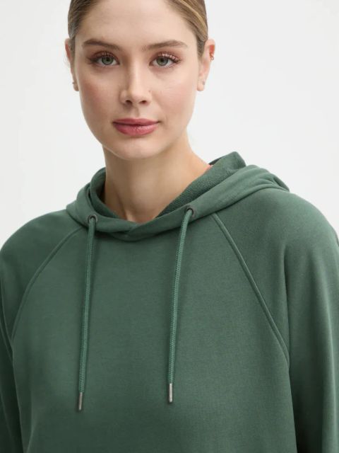 Fjallraven bluza bawełniana Vardag Hoodie W damska kolor zielony z kapturem gładka F86987.679