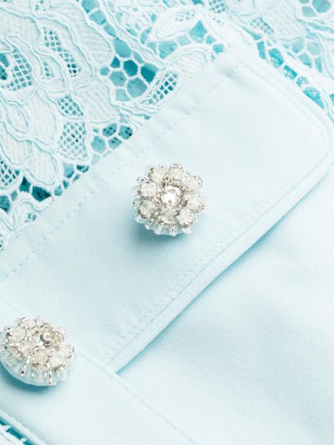 Self-Portrait lace midi shirt dress - Blue