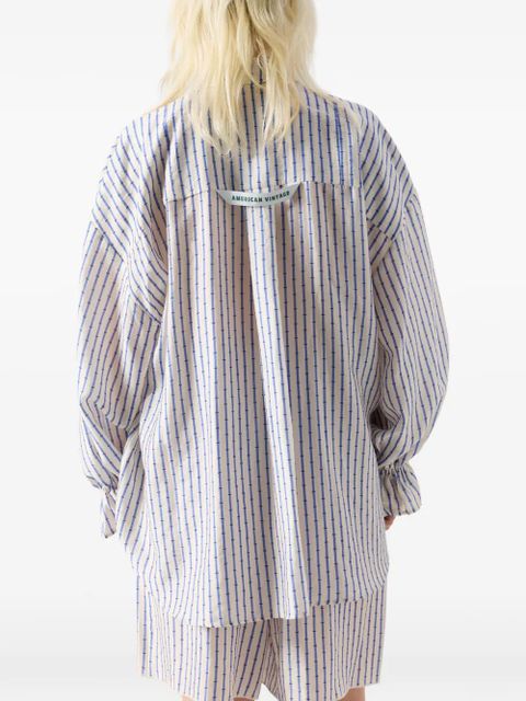 American Vintage Zivow striped ruffled-cuffs shirt - Neutrals