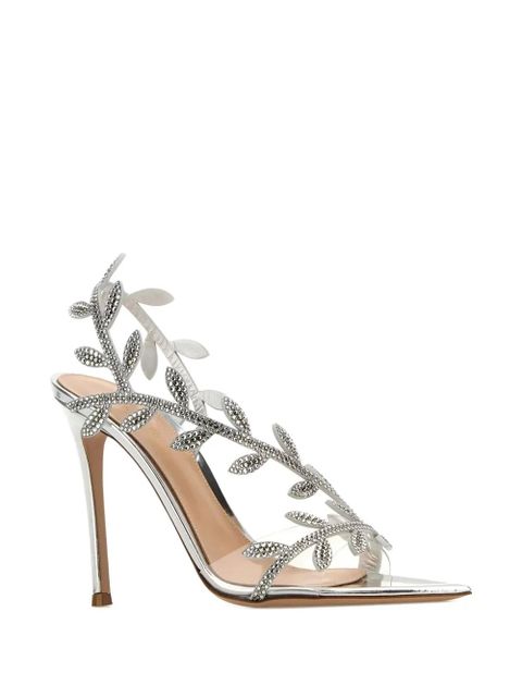 Gianvito Rossi crystal-leaf leather sandals - Silver - zdjęcie produktu nr 2