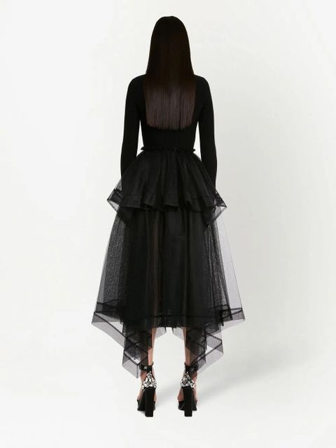 Alexander McQueen asymmetric-design tiered-skirt - Black