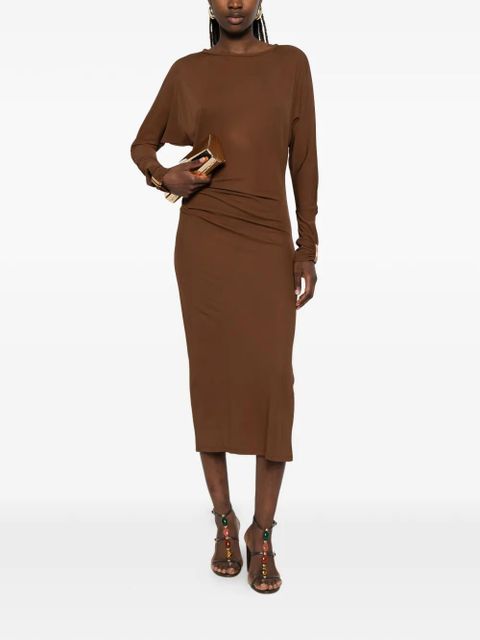 Max Mara ruched long-sleeve dress - Brown - zdjęcie produktu nr 2