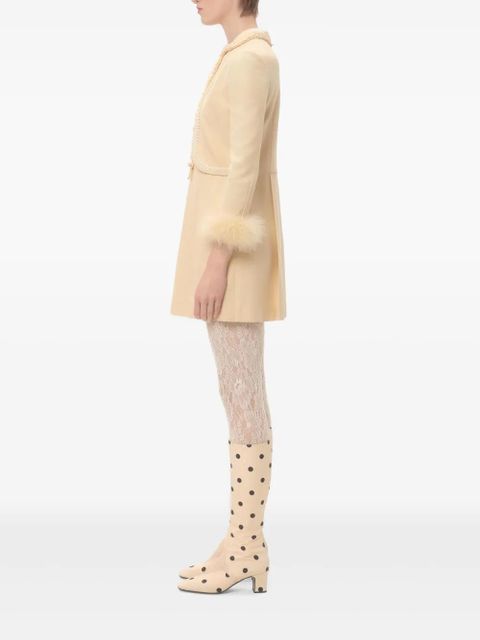 Valentino Garavani feather-trim mini dress - Neutrals