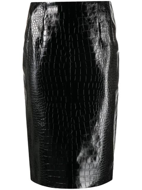 Versace crocodile-embossed midi skirt - Black - zdjęcie produktu nr 1