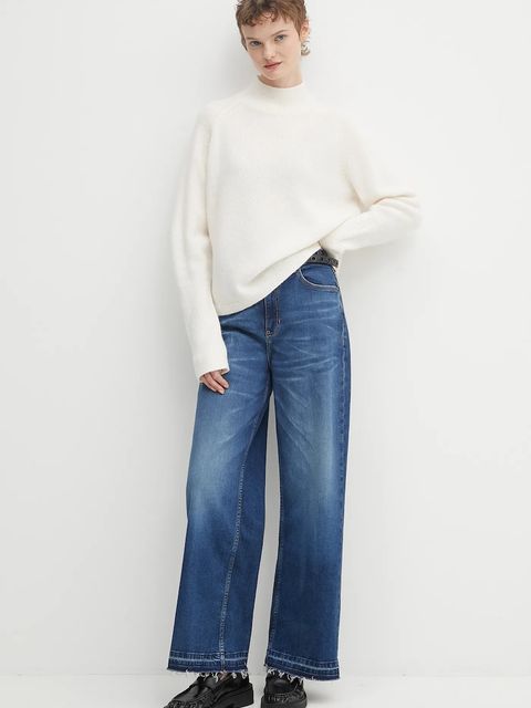 HUGO sweter z dodatkiem wełny damski kolor beżowy z półgolfem 50548251 - zdjęcie produktu nr 2