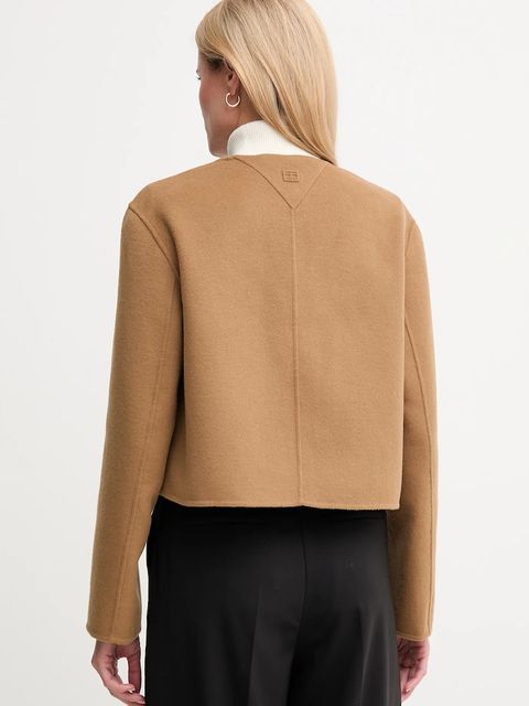 Tommy Hilfiger kurtka z wełną kolor brązowy WW0WW47446