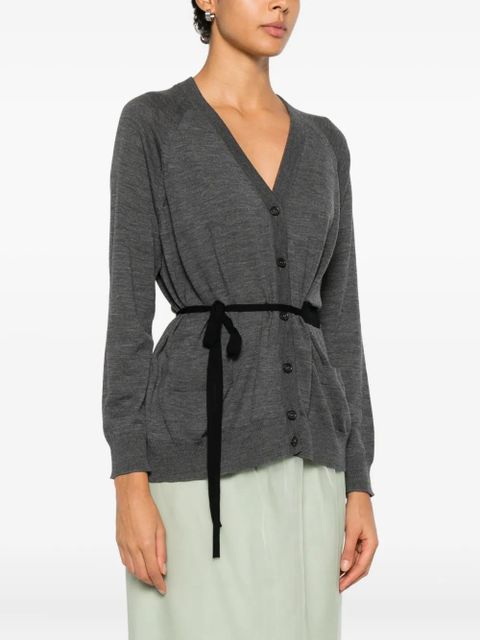 Prada ribbon-detail cardigan - Grey - zdjęcie produktu nr 2