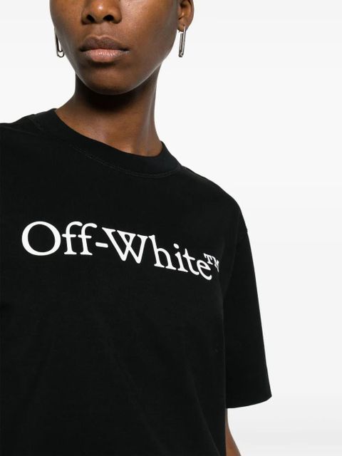 Off-White Bookish logo-print cropped T-shirt - Black