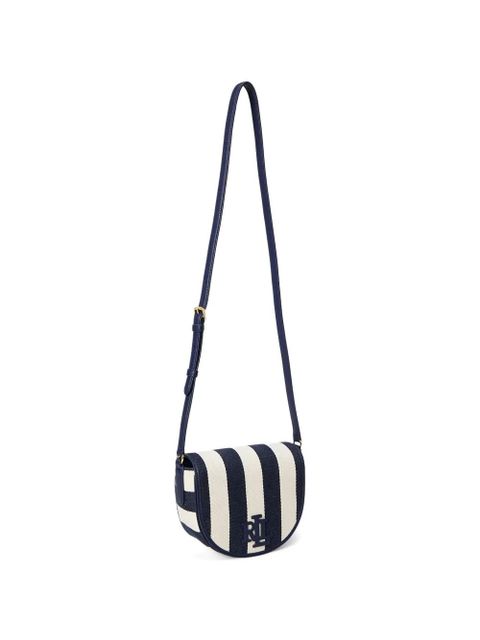 Lauren Ralph Lauren striped logo-plaque shoulder bag - Blue