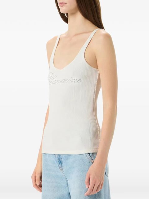 Blumarine logo-embroidered top - White