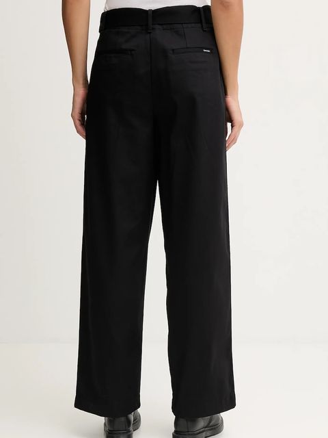 Calvin Klein Jeans spodnie damskie kolor czarny proste high waist LV044D639G