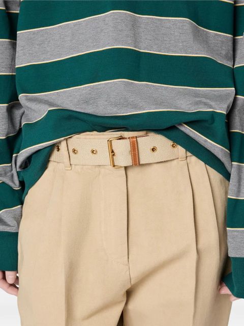 Miu Miu striped logo-patch sweatshirt - Green