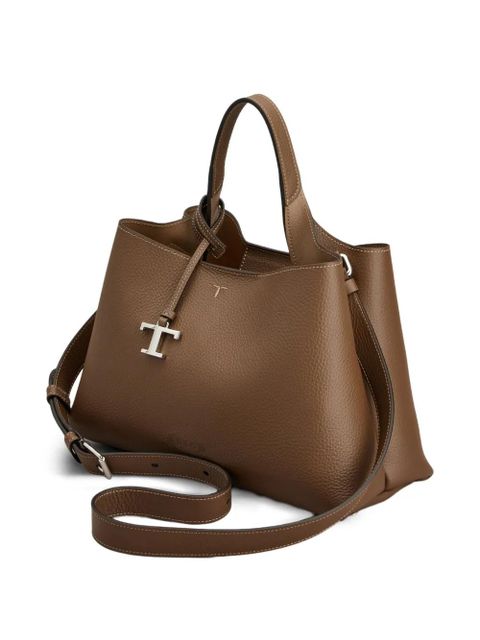 Tod's small logo charm top handle tote bag - Brown