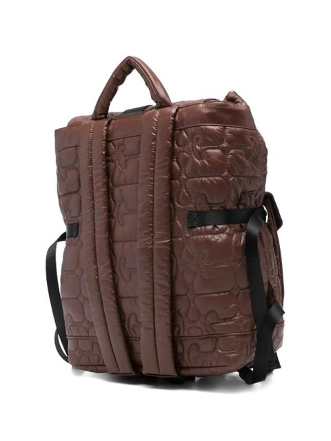GANNI quilted-design backpack - Brown