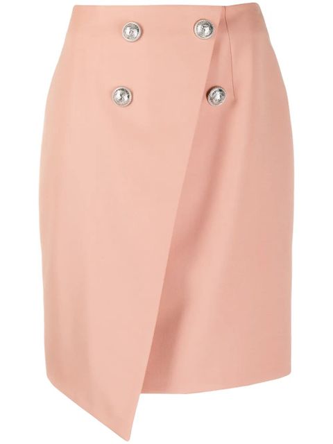 Balmain stud-embellished asymmetric skirt - Neutrals - zdjęcie produktu nr 1
