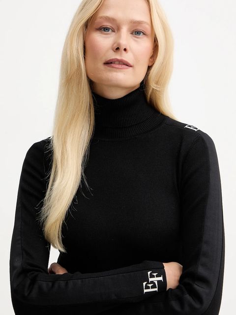 Elisabetta Franchi sukienka kolor czarny midi dopasowana AM03S56E2