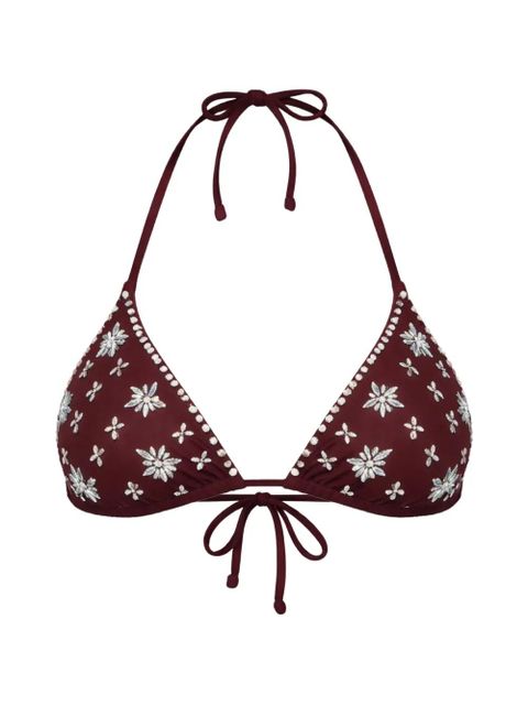 TWINSET embroidered triangle-shape bikini top - Purple - zdjęcie produktu nr 1