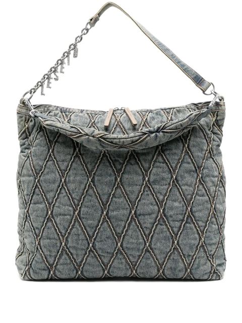 Diesel quilted chain-embellished shoulder bag - Blue - zdjęcie produktu nr 1