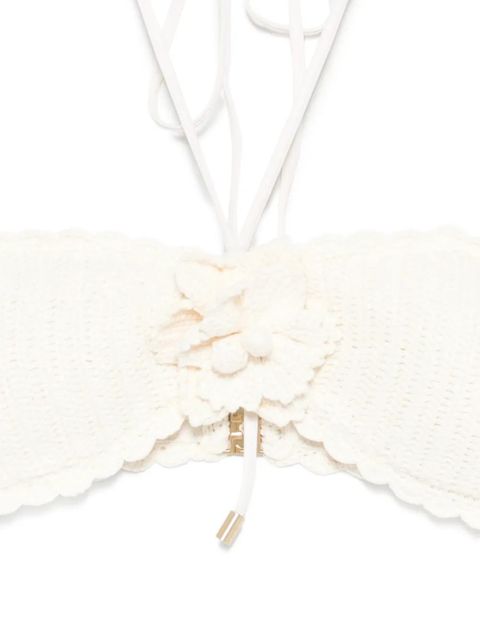 ZIMMERMANN flower-motif crochet-knit bikini - Neutrals