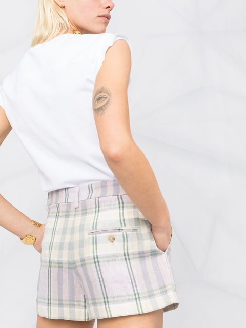 MARANT ÉTOILE checked linen shorts - Purple