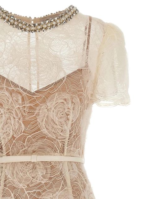 Self-Portrait floral-lace midi dress - White