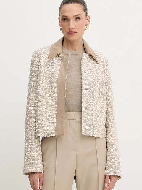 BOSS marynarka kolor beżowy jednorzędowa wzorzysta 50544011 - zdjęcie produktu nr 1