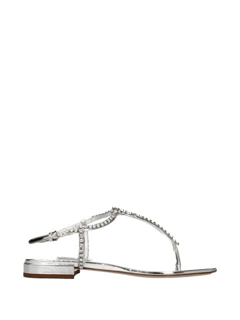 Miu Miu crystal-embellished leather sandals - Silver - zdjęcie produktu nr 1