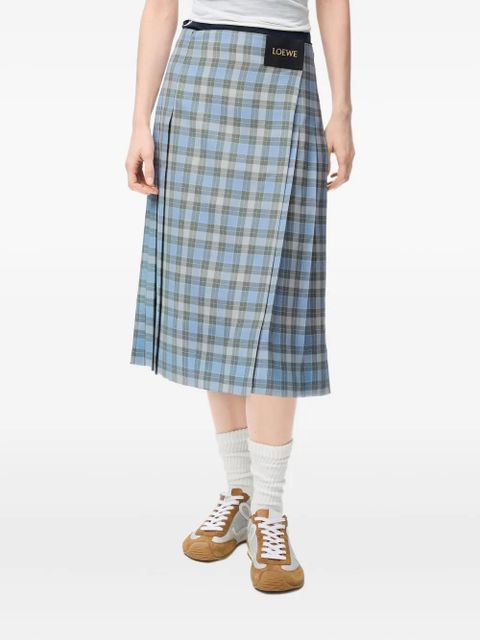 LOEWE Pleated skirt in wool blend - Blue - zdjęcie produktu nr 2
