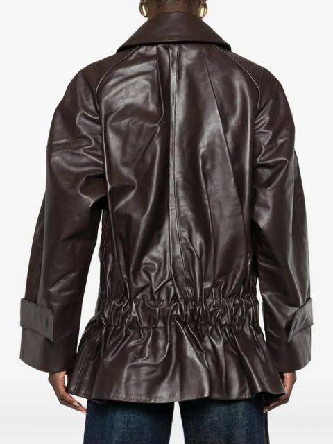 Victoria Beckham belted leather coat - Brown - zdjęcie produktu nr 2