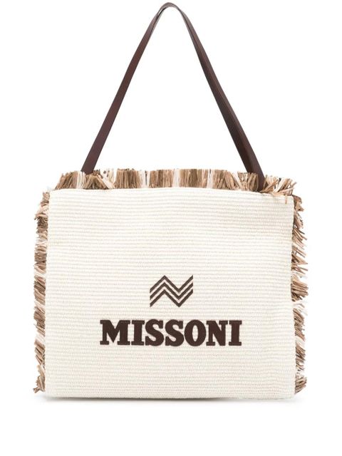 Missoni logo-patch interwoven shoulder bag - Neutrals - zdjęcie produktu nr 1