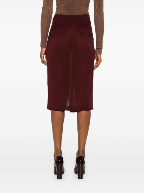 Saint Laurent silk crepe pencil skirt - Red - zdjęcie produktu nr 2