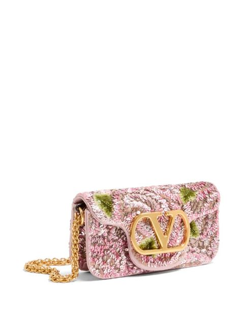 Valentino Garavani Locò small embroidered shoulder bag - Pink