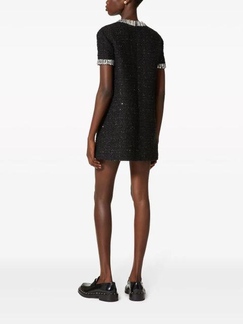 Valentino Garavani embroidered tweed minidress - Black