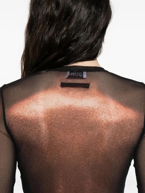 Jean Paul Gaultier mesh body-print top - Black