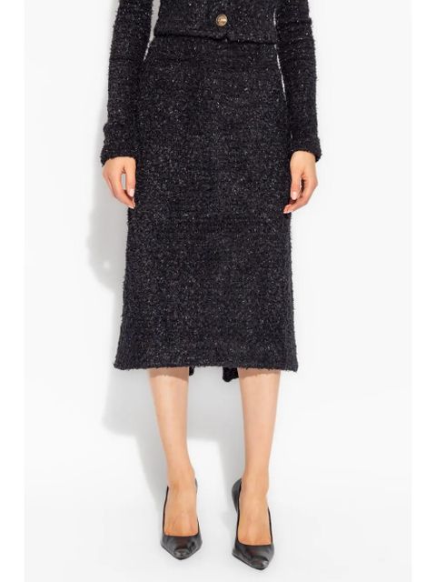 Balenciaga tweed midi skirt - Black