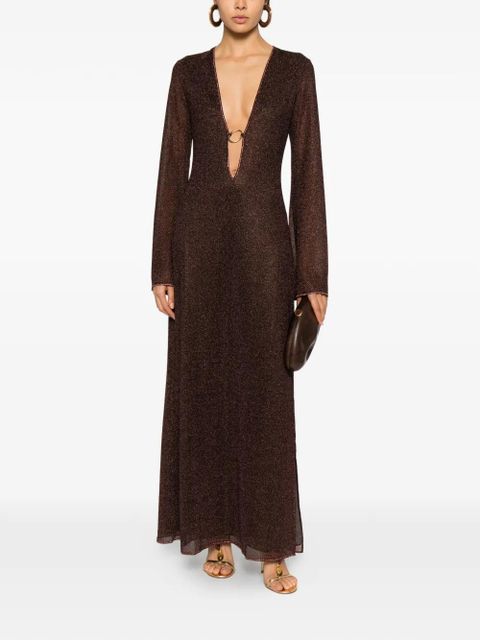 Oséree ring V-neck dress - Brown
