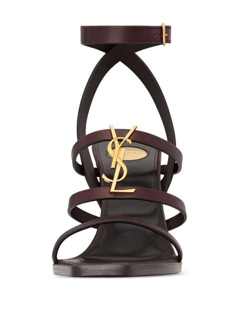 Saint Laurent 90mm Cassandre wedge sandals - Brown