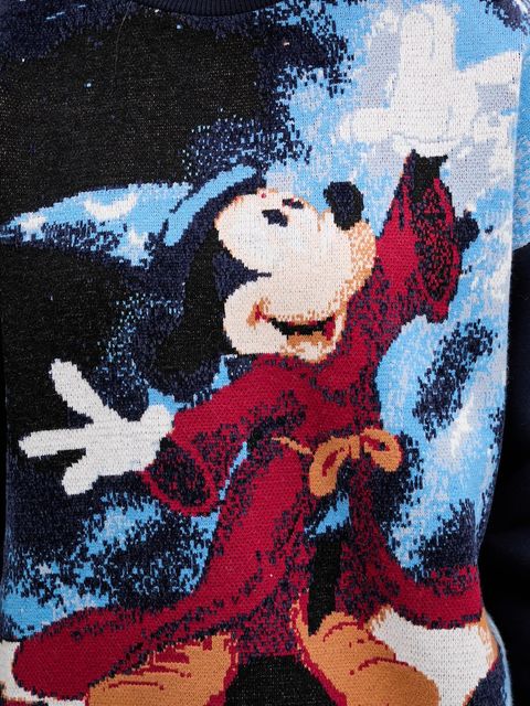 Desigual bluza FANTASY MICKEY damska kolor granatowy wzorzysta 25WWSK15