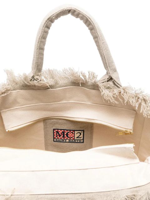 MC2 Saint Barth fringed handle beach bag - Neutrals