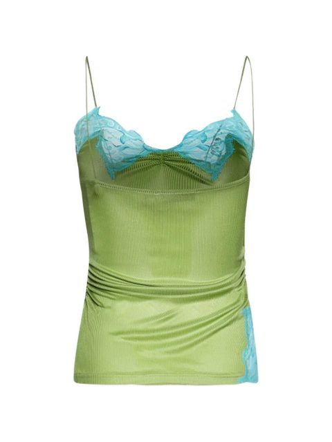 Christopher Esber lace-detail ribbed tank top - Green - zdjęcie produktu nr 2