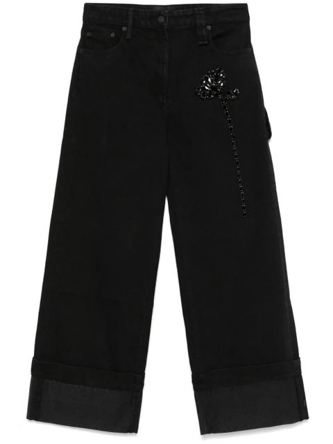 Simone Rocha Carnation-embellished jeans - Black - zdjęcie produktu nr 1
