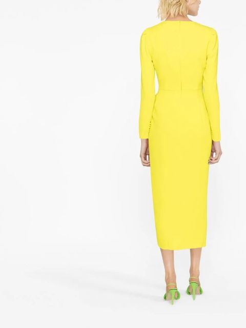 Self-Portrait ruched-detail midi dress - Green