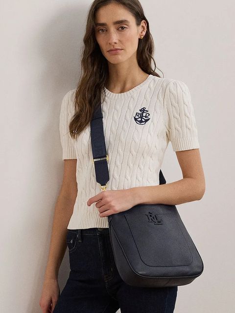 Lauren Ralph Lauren torebka skórzana kolor granatowy 431970152