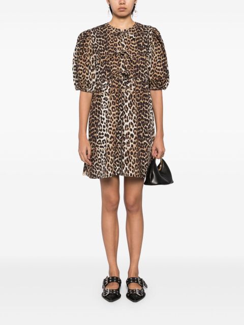GANNI leopard printed cotton mini dress - Brown - zdjęcie produktu nr 2