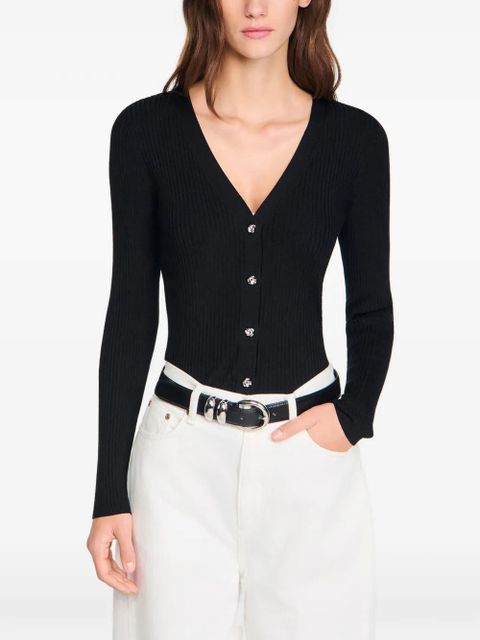 SANDRO ribbed button cardigan - Black