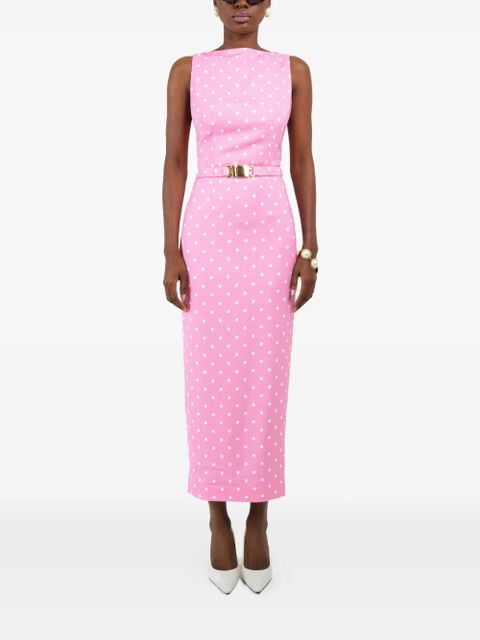 Rowen Rose polka-dots straight-neckline maxi dress - Pink