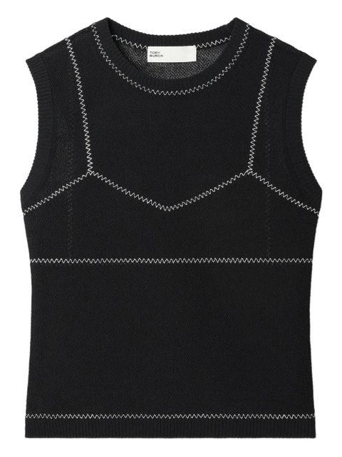 Tory Burch mesh-panel sleeveless top - Black - zdjęcie produktu nr 1